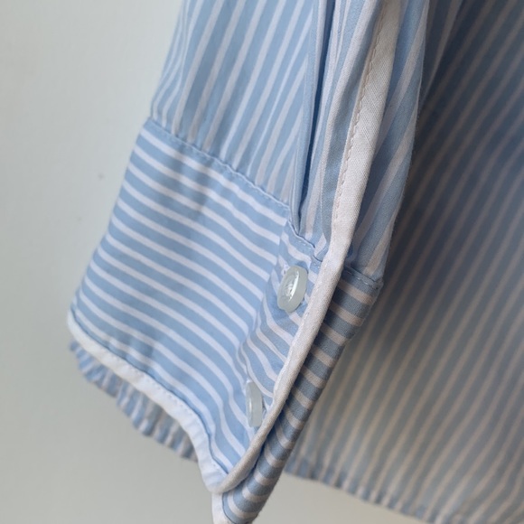 HUGOxHugo Boss Striped Blue White Collared Button Long Sleeve Shirt 42/10US - Picture 5 of 5